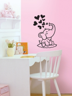 SGWST-28B Wall Sticker ไดคัท ลายช้างพ่นหัวใจ / ขนาดเเผ่น 31.5 x 39.5 cm