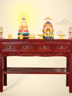 #โต๊ะวางเทพเจ้า,ป้าย-แจกัน#ตู้โชว์#ชั้นวางของ เนื้อไม้เอล์มแท้เป็นหนึ่งในไม้นำโชค