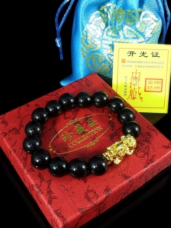 สร้อยข้อมือ ปี่เซี๊ยะ ลูกปัดดำ 12 มิล. สวมใส่เพื่อเสริมมงคล โชคลาภ ค้าขายดี