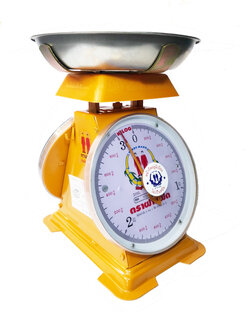 เครื่องชั่งสปริง ตราฝาแฝด ตัวถังเหล็ก พิกัด 3 กก. จานลึก