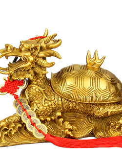 เต่ามังกรทองเหลืองเสริมดวงมงคล,แก้ปีชง,เสริมฮวงจุ้ย (เปิดกระดองได้)