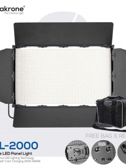 LPL-2000 ไฟวิดีโอเปลี่ยนสีได้ 200W (100+100) เปลี่ยนสีได้ 3200-5600K Lakrone LED Panel Light 2000 พร้อมกระเป๋าสำหรับพกพา สำเนา