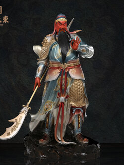 เทพเจ้ากวนอู งานทองเหลืองลงสีคุณภาพสูง ขนาดใหญ่