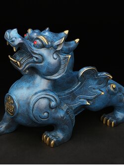 ปี่เซี๊ยะเก็บทรัพย์ Lucky Pixiu ทองเหลืองลงสีคุณภาพสูง