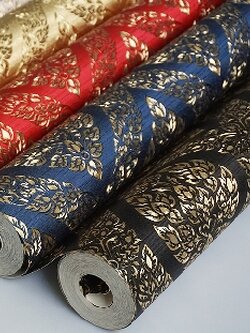 ลายไทย พุ่มข้าวบิณฑ์ ปั๊มลายสีทอง