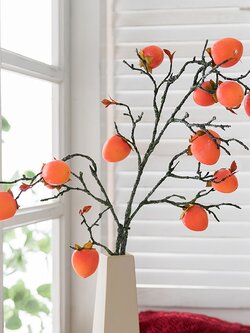 กิ่งพลับและทับทิมมงคล เครื่องประดับปรับฮวงจุ้ย,ของแต่งบ้านมงคล สไตล์จีน