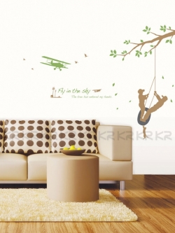 KR-0053 Wall Sticker สินค้าพร้อมส่ง ลายเด็กโหนชิงช้า 50x70 cm