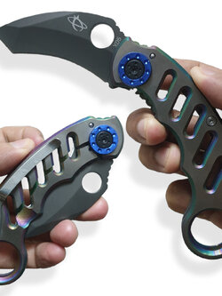 มีดพก มีดพับ มีดคารัมบิต MANTIS KNIVES MK-2 CINQ 2 (สีเทา)