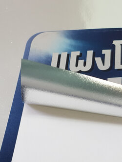 พิมพ์สติ๊กเกอร์ฟอยล์เงิน พร้อมไดคัท กันน้ำ ฉีกไม่ขาด ขนาด A3