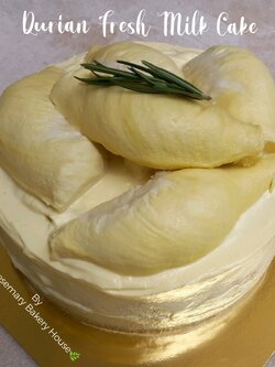 เค้กทุเรียนครีมสด (1 ปอนด์) Durian Fresh Milk Cake (1 Pound / 6" x 6") 2 ชั้น