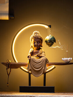 #ตุ๊กตาดินเผา ที่วางกำยาน ของแต่งบ้านแนวพุทธ สไตล์จีน สวยสงบลงตัวกับทุกห้อง