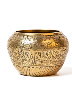 กระถางธูป,ขันทิเบต(ทองเหลือง) งานทำมือโดยช่างฝีมือชาวเนปาล สูง 11 cm.