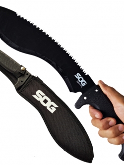 มีดใบตาย มีดกุรข่า SOG Sogfari Kukri Machete ขนาด 18.3 นิ้ว (46.5 ซม.) พร้อมซองผ้าไนล่อนร้อยเข็มขัดสำหรับเก็บมีด