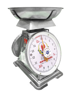 เครื่องชั่งสปริง ตราฝาแฝด ตัวถังสเตนเลส เกรด 430 พิกัด 15 กก. จานลึก