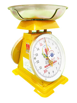 เครื่องชั่งสปริง ตราฝาแฝด ตัวถังเหล็ก พิกัด 15 กก. จานลึก