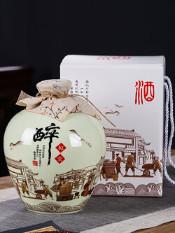 ไหเหล้าจีน แบบดั่งเดิม เนื้อกระเบื้องหนาเขียนลายจีน สำหรับดองเหล้าทุกชนิด