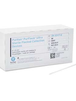 PurFlock Ultra 6" Sterile Ultrafine Flock Swab w/PS Handle, 100mm Breakpoint ยี่ห้อ Puritan(500 ชิ้น/cs)