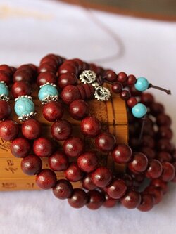 ประคำสวมคอไม้มงคล,ไม้กฤษณาเวียดนาม ขนาด 8 มิล /108 เม็ด ของแท้จากทิเบต