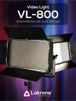 VL-800 ไฟแอลอีดี เปลี่ยนเฉดสีได้ 3200 และ 5600K พกพาได้ มี Bandoor ไฟเต็ม 75 วัตต์