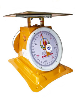 เครื่องชั่งสปริง ตราฝาแฝด ตัวถังเหล็ก พิกัด 35 กก. จานแบน