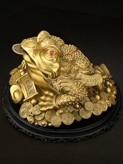 คางคกสามขาคาบเหรียญ(กิมเซียมซู)ทองเหลือง เครื่องประดับปรับฮวงจุ้ยเสริมดวงการเงิน การค้า