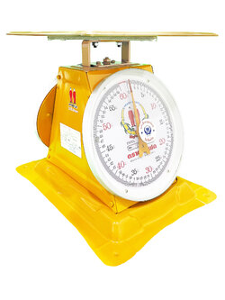 เครื่องชั่งสปริง ตราฝาแฝด ตัวถังเหล็ก พิกัด 60 กก. จานแบน