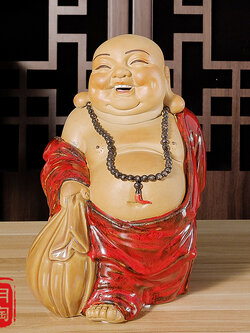 พระสังกัจจายน์เนื้อดินเผา,เซรามิกสไตล์จีน อรหันต์แห่งความอุดมสมบูรณ์ สูง 25 cm.