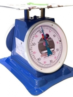 เครื่องชั่งสปริง ตราไก่สามห่วง ตัวถังเหล็ก พิกัด 60 กก. จานแบน