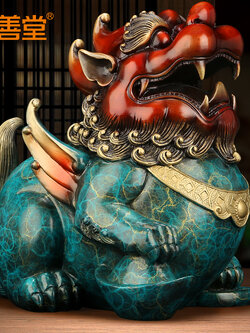 ปี่เซี๊ยะเฝ้าทรัพย์ งานทองเหลืองลงสีงานช่างฝีมือชาวจีน