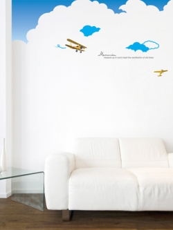 PS-60054 Wall Sticker วอลล์สติ๊กเกอร์ไวนิล ลายเที่ยวบินแห่งความสุข ขนาดแผ่น 50x70 cm
