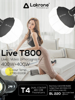 Live T800 Dual Colour Sunlight Set 800 Watts ชุดไฟสำหรับไลฟ์ 800 วัตต์ 2700 - 6500K รีวิว สอน ถ่ายวีดีโอ หนังสั้น ถ่ายภาพ ไฟสอนออนไลน์ รีวิวอาหาร รีวิวเครื่องสำอางค์ สอนโยคะนำกิจกรรม