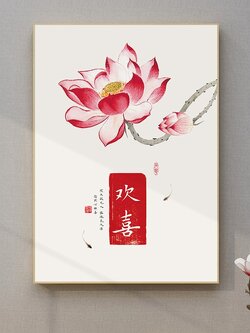 #ภาพวาดสไตล์จีนร่วมสมัย กรอบหนา 3 cm. ขนาด 40x60 cm. /ไม่มีกระจก