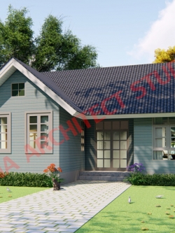 แบบบ้านชั้นเดียว สไตล์วินเทจ NA-006 ขนาด 62.10 ตร.ม 2 ห้องนอน 2 ห้องน้ำ