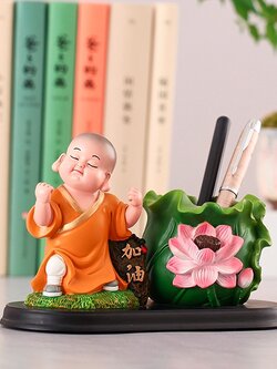 ตุ๊กตาเณรน้อยอารมร์ดี สำหรับใส่เครื่องเขียน ตบแต่งโต๊ะทำงาน