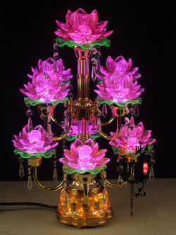 โคมไฟคริสตัลดอกบัว(LED) สำหรับจุดบูชาพระโพธิสัตว์,พระพุทธ,ตกแต่งหิ้งบูชา เสริมมงคล