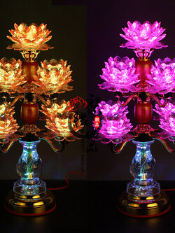 โคมไฟคริสตัลดอกบัว(LED) สำหรับจุดบูชาพระโพธิสัตว์,พระพุทธ,ตกแต่งหิ้งบูชา เสริมมงคล
