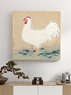 #ภาพวาดสไตล์จีนร่วมสมัย กรอบหนา 3 cm. ขนาด 60x60 cm. /ไม่มีกระจก