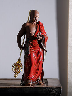 พระกษิติครรภโพธิสัตว์ พระภิกษุนิกายมหายาน (พระทิเบต) ดินเผาคุณภาพสูง