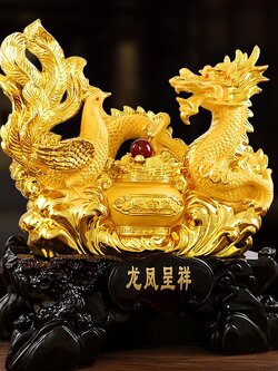 มังกรคู่ไก่ฟ้า เครื่องรางตกแต่งบ้านเสริมฮวงจุ้ย เรียกทรัพย์