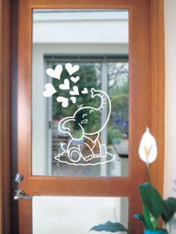 SGWST-28W Wall Sticker ไดคัท ลายช้างน้อยพ่นหัวใจ / ขนาดเเผ่น 31.5 x 39.5 cm