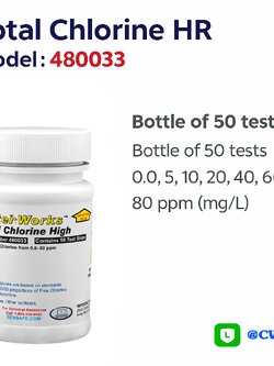 WaterWorks™ Total Chlorine HR Test Strips 0-80 ppm (50test/ชุด)