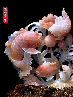 ปลาหยกแท้ ปลาทอง,ปลาคราฟแกะจากหยกธรรมชาติแท้ โดยช่างฝีมือชาวจีน