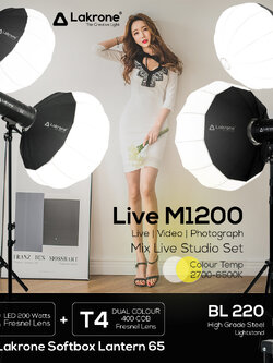 Live M1200 Mix Live Studio Set 1200 Watts ชุดไฟผสมสำหรับไลฟ์ 1200 วัตต์ 2700 - 6500K รีวิว สอน ถ่ายวีดีโอ หนังสั้น ถ่ายภาพ ไฟสอนออนไลน์ รีวิวอาหาร รีวิวเครื่องสำอางค์ สอนโยคะนำกิจกรรม