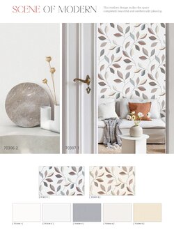 วอลล์เปเปอร์ลายต้นไม้ ใบไม้ น่ารัก สีขาว