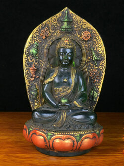 พระพุทธรูปพุทธศิลป์ทิเบต เนื้อโลหะสำริดเนปาลโบราณ