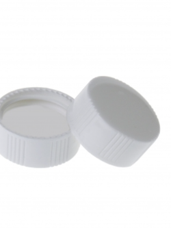 22-400 White Closed Top PP Cap with White PE Septa (100 ชิ้น/แพ็ค)