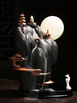 ที่วางกำยานดินเผาขุนเขาและสายน้ำสไตล์จีน ดินเผาคุณภาพสูงจากประเทศจีน