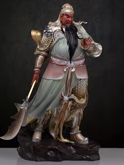 เทพเจ้ากวนอู งานทองเหลืองลงสีคุณภาพสูง ขนาดใหญ่