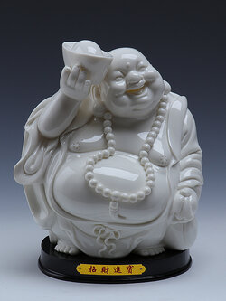 พระสังกัจจายน์อรหันต์แห่งความอุดมสมบูรณ์เนื้อเซรามิกสีขาวคุณภาพสูง บูชาเพื่อเสริมศิริมงคล ขนาด 19-20 cm.