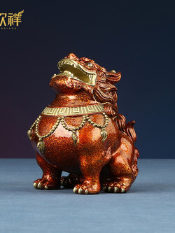 #ปี่เซี๊ยะอ้าปากรับทรัพย์ งานทองเหลืองลงสีงานช่างฝีมือชาวจีน